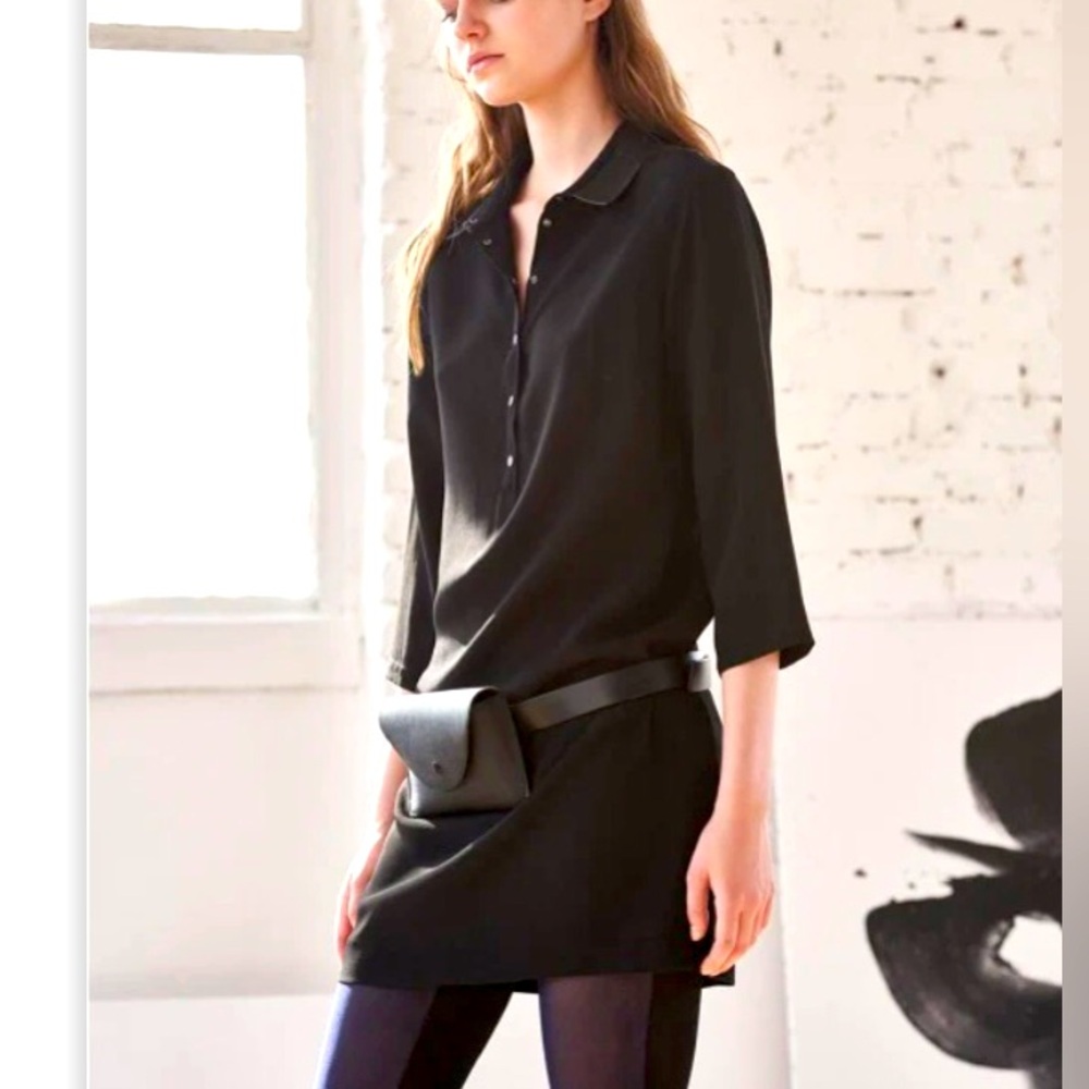 Cop.Copine “Keiji” Black Long Sleeve Snap Front Mini Dress With Long Sleeves S